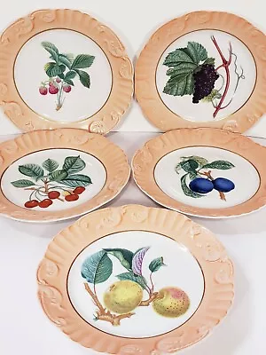 $45 • Buy Mottahedeh VA Portugal 5  8  Salad Plates Summer Fruit Pattern Embossed Rim