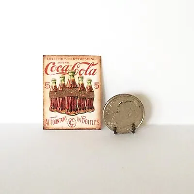 Miniature Sign For Railroad Or Dollhouse Old Vintage Coca Cola Coke Poster Mini • $3