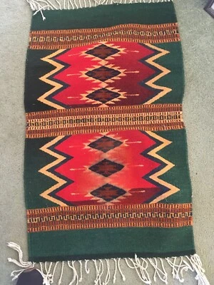 $56.88 • Buy Native ZAPOTEC Hand Woven Wool Rug 36 X 23 Inches 