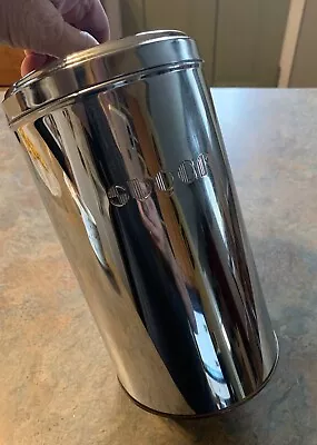 Vintage Mid Century Chrome Metal Kitchen Sugar Canister Black Handle • $9.99