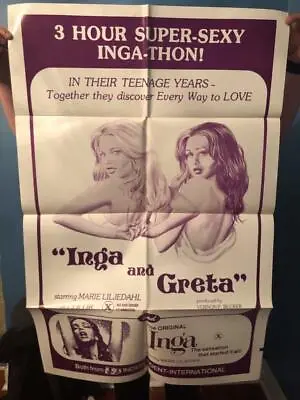 Inga And Greta Starring Marie Liljedahl 1968  27 X 41 Movie Poster • $22.50