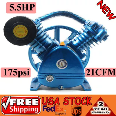 5HP 175 PSI Air Compressor Pump Motor Head Double Stage V-Style 2-Cylinder New • $225