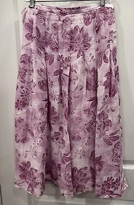 J Jill Women's Linen Skirt Purple Floral Pattern Size 10 Petite • $12.50