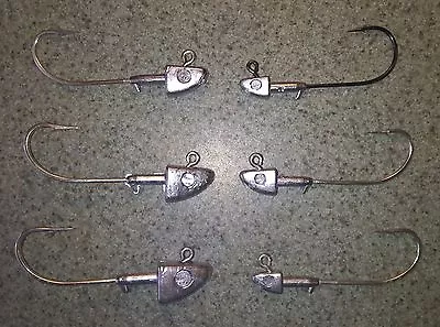 10 Pack Barbed SHAD HEAD JIGS 8/0 Hook Unpainted 1/2oz To 2oz T&A JIG HEADS • $27