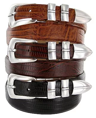 Men's Belt Marin Silver Italian Calfskin Genuine Leather Designer Dress Belt • $36.95