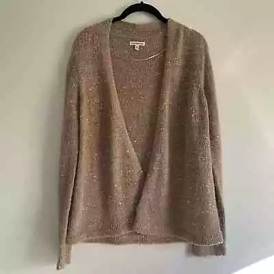  Croft And Barrow Sequin Y2K Tan Open Front Knit Cardigan Size M FLAW • $15