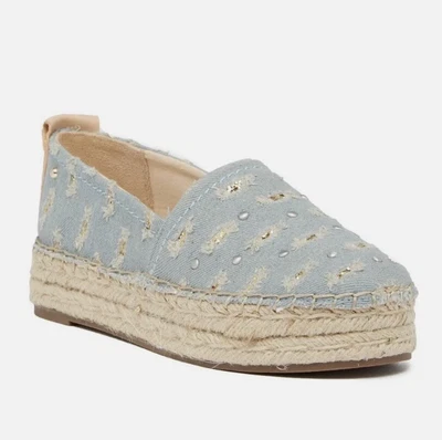 $14.40 • Buy Circus Sam Edelman Camdyn Frayed Denim Double Platform Espadrille Sequins Sz 8