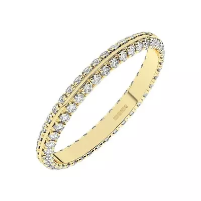 9K Yellow Gold 0.50 CT 100% Natural Round Cut Diamond Full Eternity Ring • £455.52