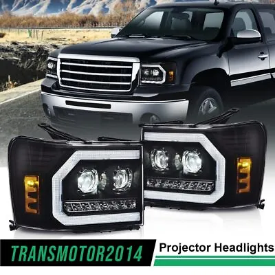 LED DRL Tube Projector Headlights Fit For 2007-13 GMC Sierra 1500 2500HD 3500HD • $167.90