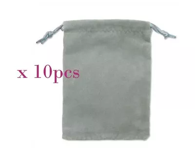 10pcs 3.5 X4.75   Grey VELVET BAGSTRING PULL Jewelry Gift  Wedding Pouch Gift • $7.99