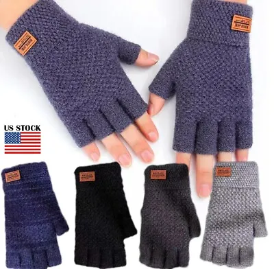 Winter Alpaca Wool Fingerless Gloves Thermal Knitted Half Finger Mitten Gift USA • $8.27