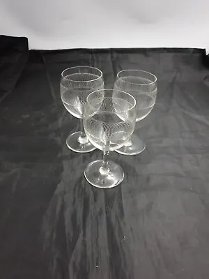 Vtg Pall Mall Fine Glass Stemmed Wine Sherry Glasses Interlocking Circles 3PC • £18.99