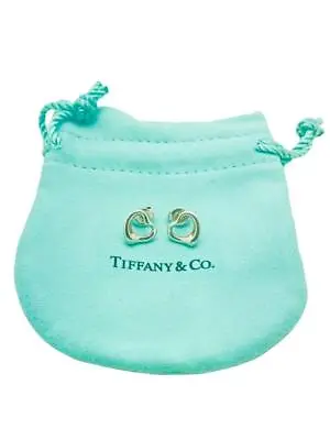 Tiffany & Co. Sterling Silver Elsa Peretti Open Heart Stud Earrings - Pouch • $202.49