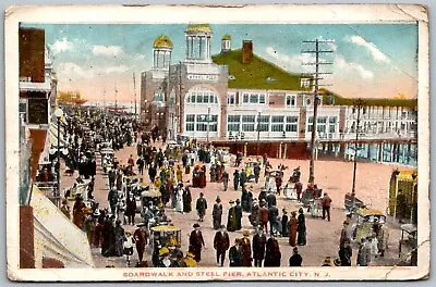 Atlantic City New Jersey 1916 Postcard Boardwalk And Steel Pier • $4.25