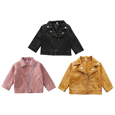 £9.99 • Buy Baby Boys Girls Leather Jacket Long Sleeve Zipper Coat Waterproof Outerwear