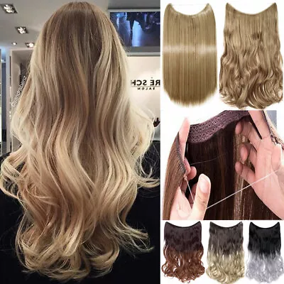 Invisible Band Wire In Thick One Piece Hair Extensions 3/4Full Head Mix As Human • $13.36