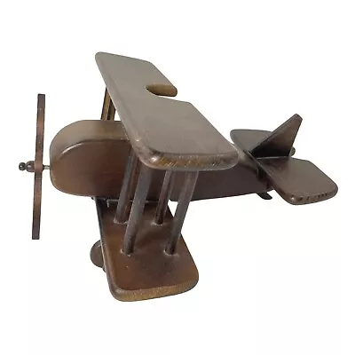 Vintage Wooden Bi-Plane Airplane Aircraft With Propeller Plays Music By MSR  • $20.99