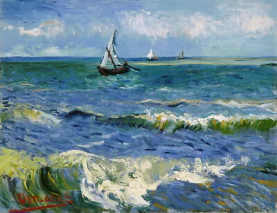 $8.99 • Buy Seascape Near Les Saintes Maries Van Gogh Oil Painting Printed On Canvas P1953