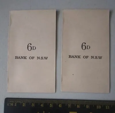 2 X Bank Of NSW 6D Sixpence Money Envelope Vintage Sorting Bag Used By Banks • $7.95