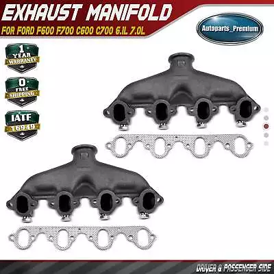 2x Left & Right Side Exhaust Manifold W/ Gasket Kit For Ford F600 F700 C600 C700 • $150.99