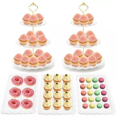 5 Pieces Cupcake Stand Set 2 Pieces 3 Tier Cupcake Stands With 3 Pieces Appetize • $29.26