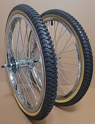 20x1.75  Steel Front-Rear COASTER BRAKE 36 Spoke Bicycle Wheels Chrome W/ TIRES • $129.99