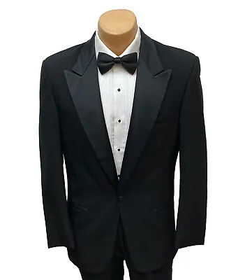 $14.99 • Buy Boys Size 14 Lord West Black Tuxedo Jacket Satin Peak Lapels Wedding Ring Bearer