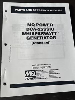 DCA-25SSIU Generator MQ Multiquip Parts List Operation Book Manual Catalog Shop • $56.99