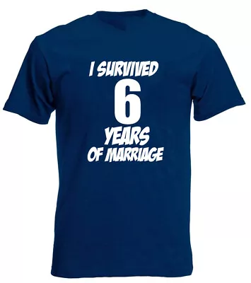 Survived 6 Years Marriage T-Shirt 6th Wedding Anniversary Gifts For Husband Wife • £8.99