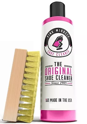 $23.97 • Buy Pink Miracle Shoe Cleaner Kit W/ Brush - 8 Oz. Sneaker Fabric And Sole Cleaning
