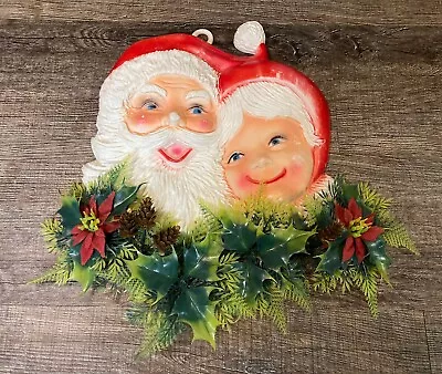 Vintage Plastic Wall Door Hanger Santa & Mrs Claus Hong Kong Hollow • $19.99