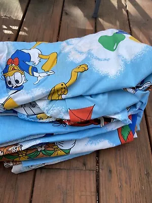 Vintage Disney Mickey Mouse Twin 2 Fitted & 2 Flat Sheet Dumbo Goofy Air Mobile • $44.95