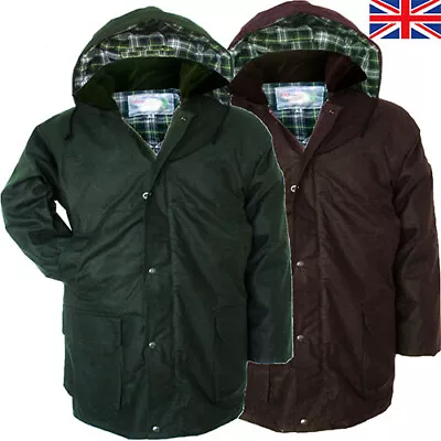 Mens MIDLLAND Countryman Wax Jacket Padded Coat Cotton Fishing Hunting Riding  • £31.95