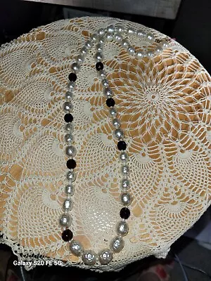 Miriam Haskell Antique Baroque Pearls Dark Purple Stone Necklace Jewelry 1950 • $140