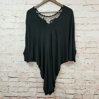 Moda International Womens Dress Sz XS Black Asymmetrical Dolman Sleeve Viscose  • $10.49