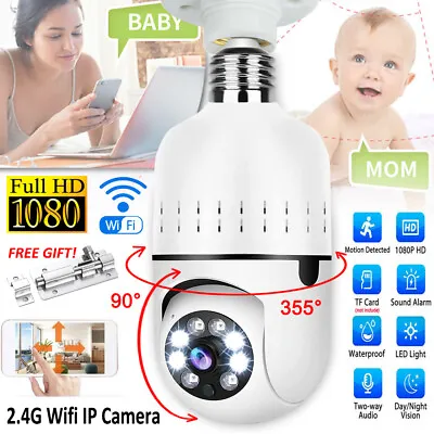 £13.99 • Buy 360° Wireless WiFi IP Camera Light Bulb Security Home Cam Waterproof IP66 CCTV
