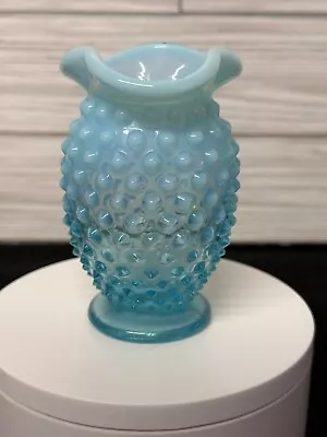 Vintage Fenton Aqua Blue Opalescent Hobnail Small  4  Vase Unbranded EPC • $19.99