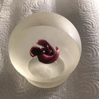 $65 • Buy Vintage Glass Paperweight Ruby Flower With White Tips 3   Dia By R. Grablow SJ