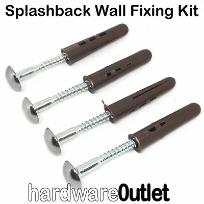 WALL FIXING KIT For Splashback Or Mirrors C/w Plastic Wall Plugs & MIRROR SCREWS • £3.50