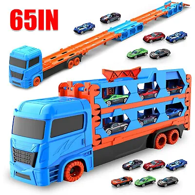 Transport Truck Toys Cars For Boys 3+ Ages Race Track Cars Carrier Vehicles Toy • £17.90
