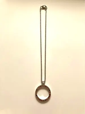 Versace Pendant Necklace Men Silver Round Ring Red Stone Auth Main Body Only • $165