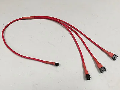 Shakmods 3 Pin Fan To 3 Ways Y Splitter 60cm Red Sleeved Extension Cable PSU • $8.70