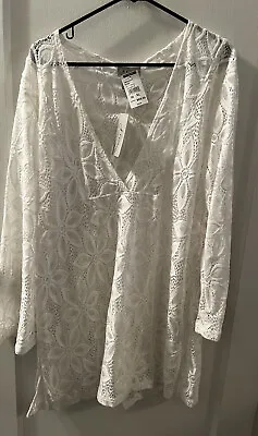 J Valdi XL White Floral Cover Up • $25