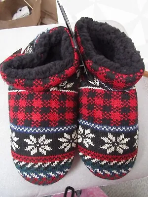 Muk Luks-black/multi-nordic-fleece-lined-bootie Slippers-size-7-8-nwt-$44 • $14.99