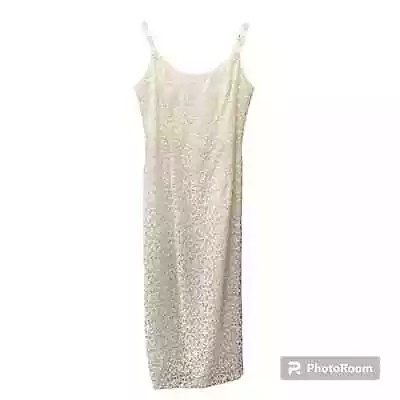 Vintage Scott McClintock White Lace Shift Dress Lined Beaded Womens Size 14 • $67.50
