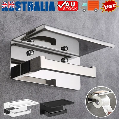 $17.69 • Buy Toilet Paper Roll Holder With Phone Shelf Wall Mounted Brass Tissue Rack AU