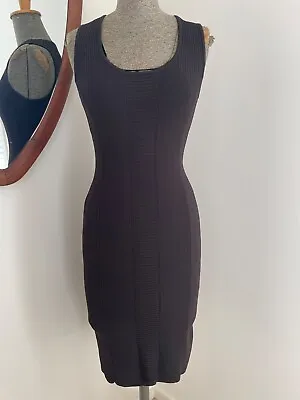 $150 • Buy Scanlan And Theodore Dark Chocolate Crepe Knit Panelled Pencil Dress