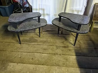 Set Of Mid Century Modern Boomerang Tables Side End Sofa MCM Rare Odd Retro Old • $144.95