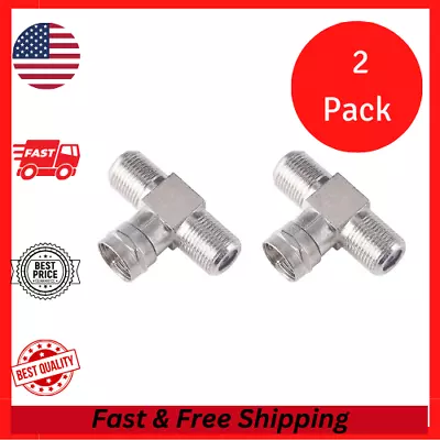 2 Pack Coaxial Cable Connector TV Splitter 2 In 1 Out F Type RG6 Male To • $7.19