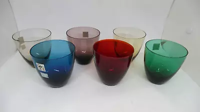 6 Vintage Glasses 1950’s Harlequin Multicoloured Small Tumbler Glasses 150ml • $45